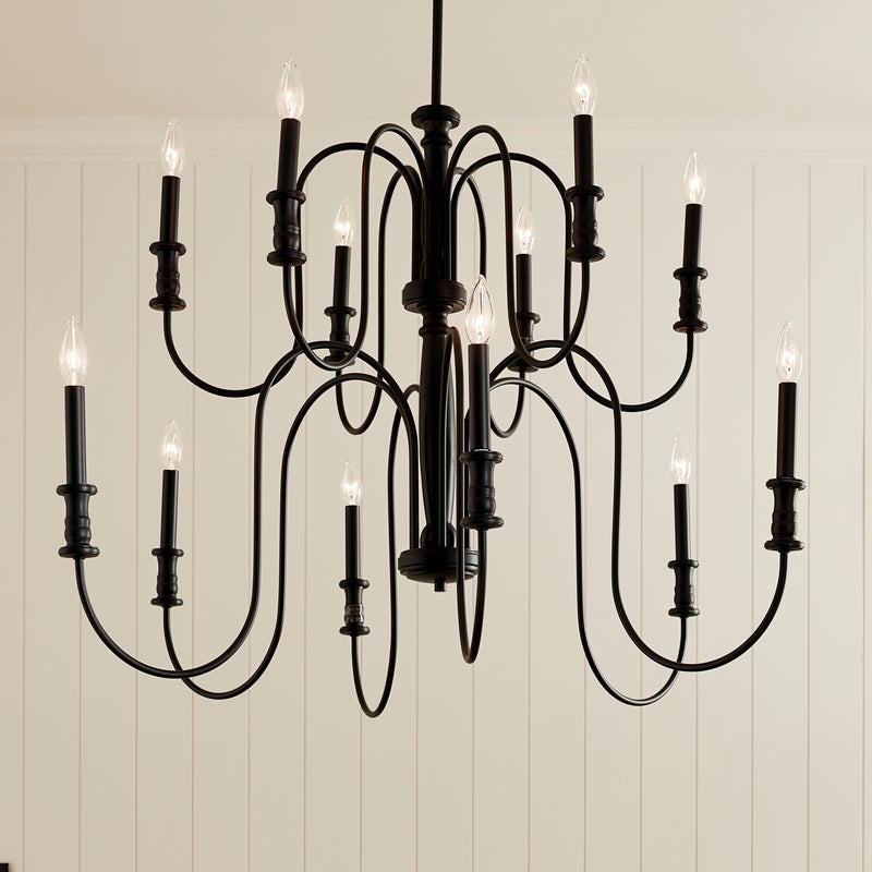 Kichler 52472BK 12 Light Chandelier, Black (5)
