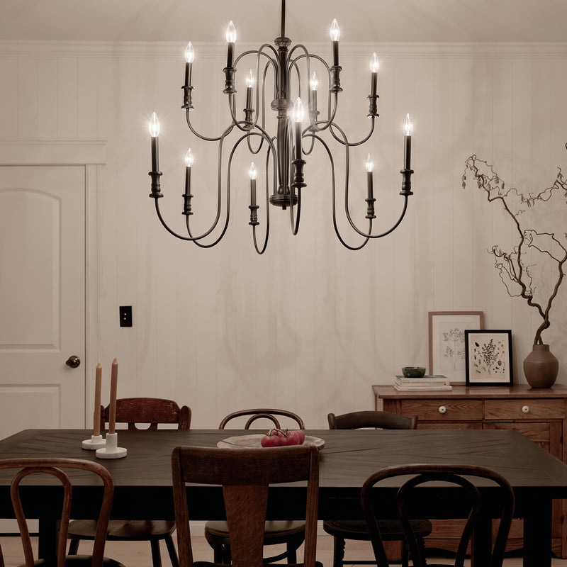 Kichler 52472BK 12 Light Chandelier, Black (6)