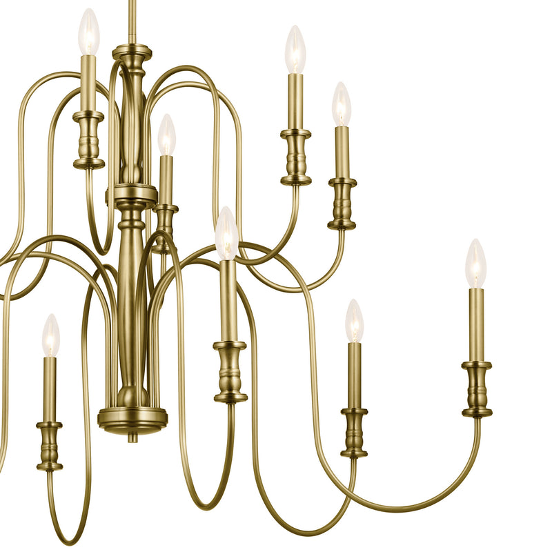 Kichler 52472NBR 12 Light Chandelier, Natural Brass (3)
