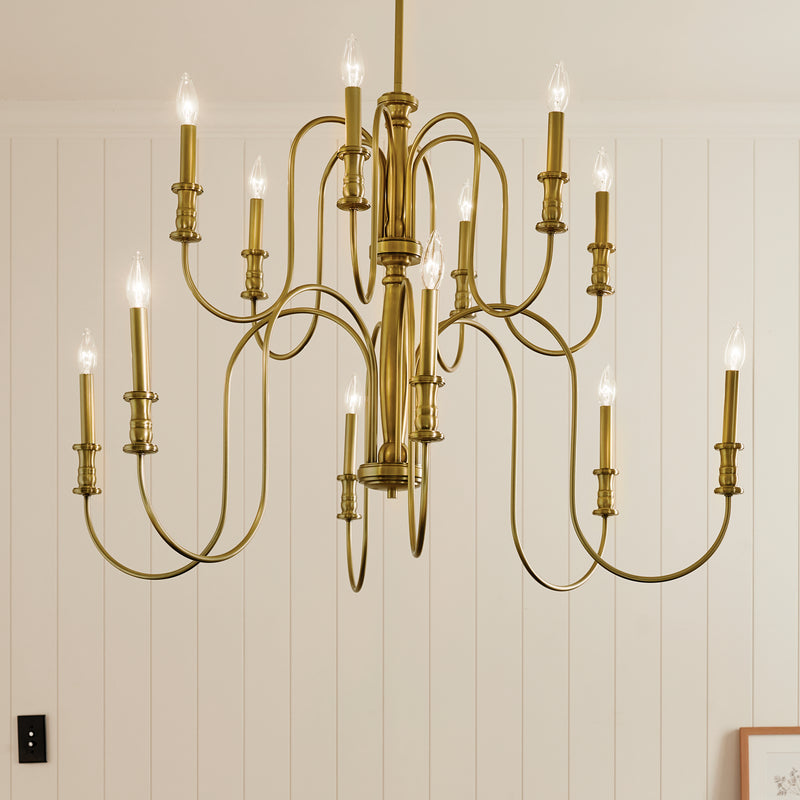 Kichler 52472NBR 12 Light Chandelier, Natural Brass (5)