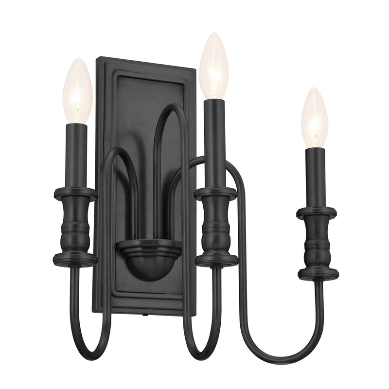 Kichler 52473BK Three Light Wall Sconce, Black (2)