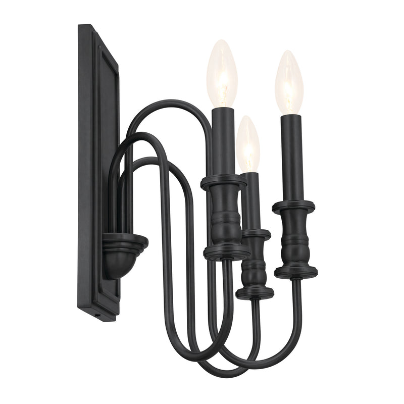 Kichler 52473BK Three Light Wall Sconce, Black (3)