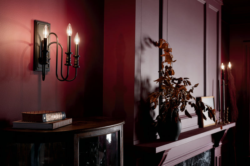 Kichler 52473BK Three Light Wall Sconce, Black (5)