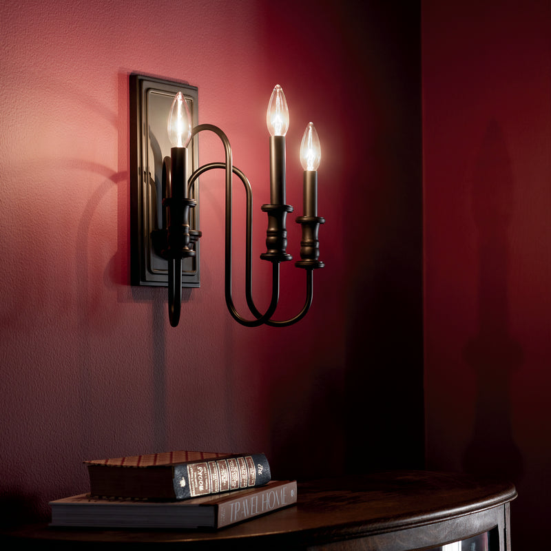 Kichler 52473BK Three Light Wall Sconce, Black (6)