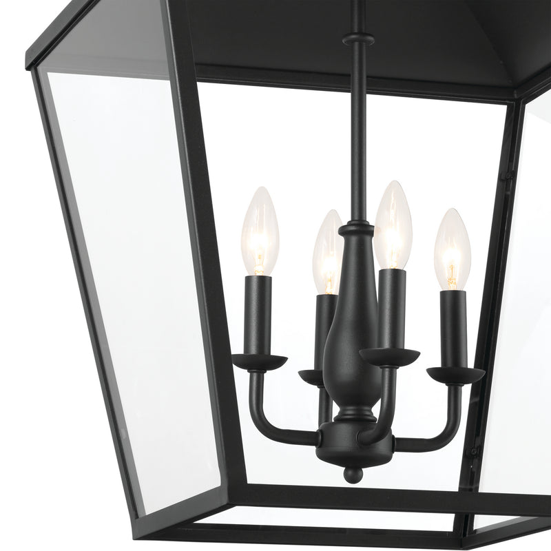 Kichler 52475BKT Four Light Foyer Pendant, Textured Black (4)
