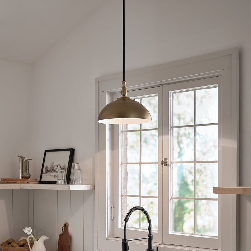 Kichler 52476NBR One Light Pendant, Natural Brass (6)