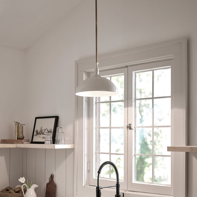 Kichler 52476WH One Light Pendant, White (6)