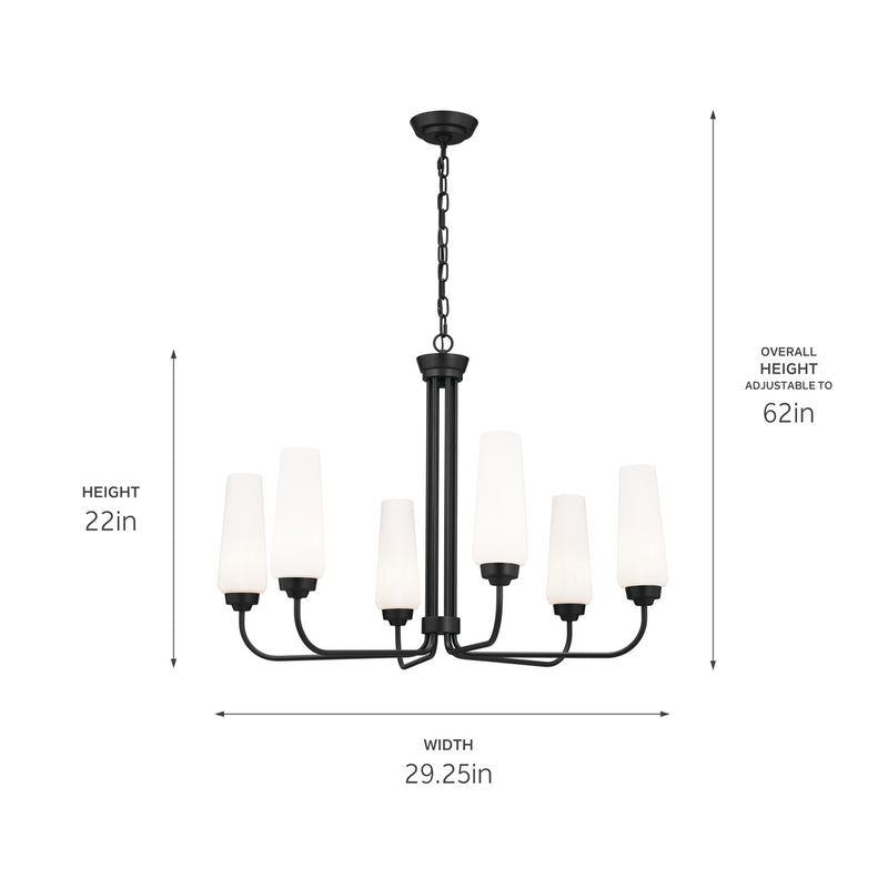 Kichler 52480BK Six Light Chandelier, Black (5)