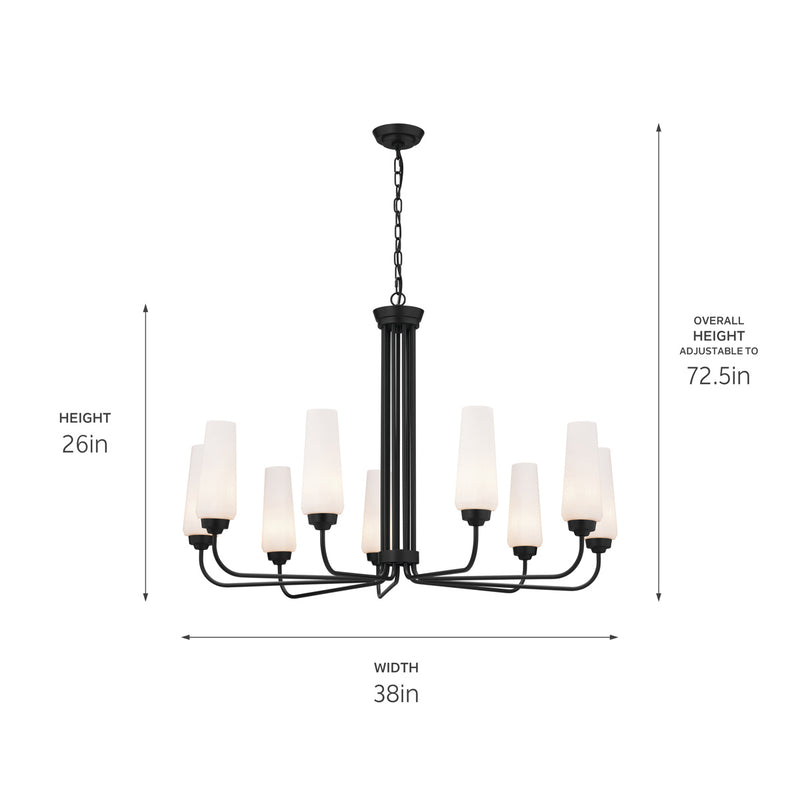 Kichler 52481BK Nine Light Chandelier, Black (5)