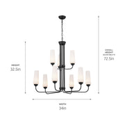Kichler 52482BK Nine Light Chandelier, Black (5)