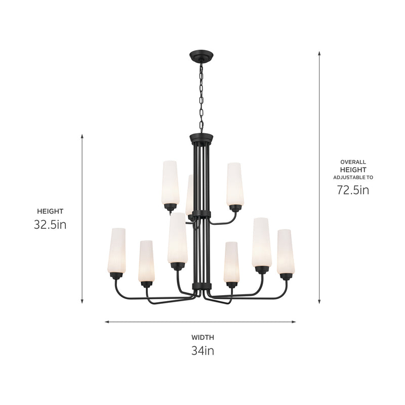 Kichler 52482BK Nine Light Chandelier, Black (5)