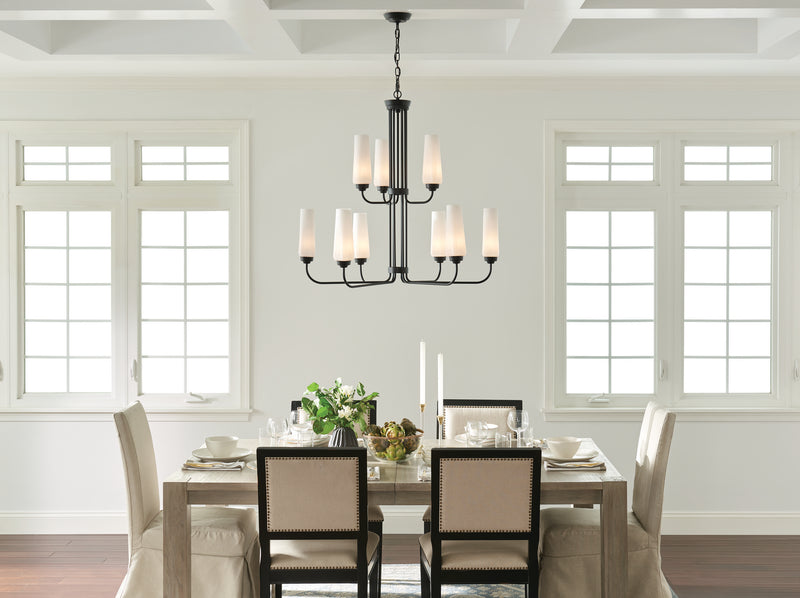 Kichler 52482BK Nine Light Chandelier, Black (6)