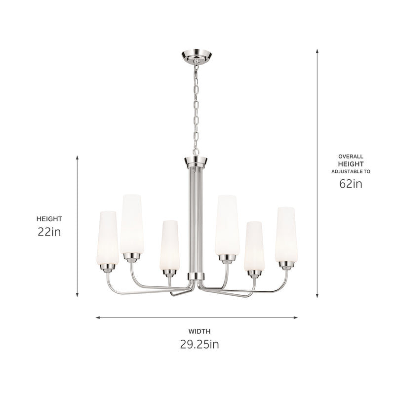 Kichler 52480PN Six Light Chandelier, Polished Nickel (6)