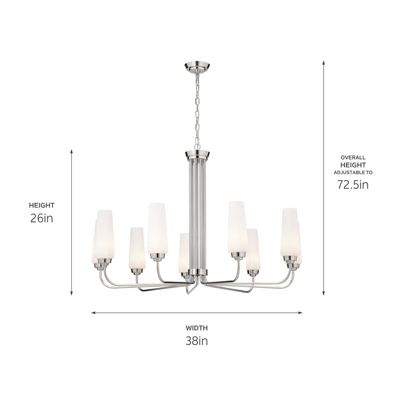 Kichler 52481PN Nine Light Chandelier, Polished Nickel (5)