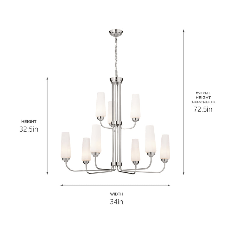 Kichler 52482PN Nine Light Chandelier, Polished Nickel (5)