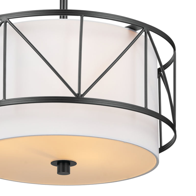 Kichler 52074BK Three Light Pendant/Semi Flush, Black (3)