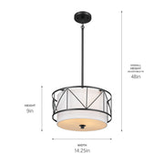 Kichler 52074BK Three Light Pendant/Semi Flush, Black (4)