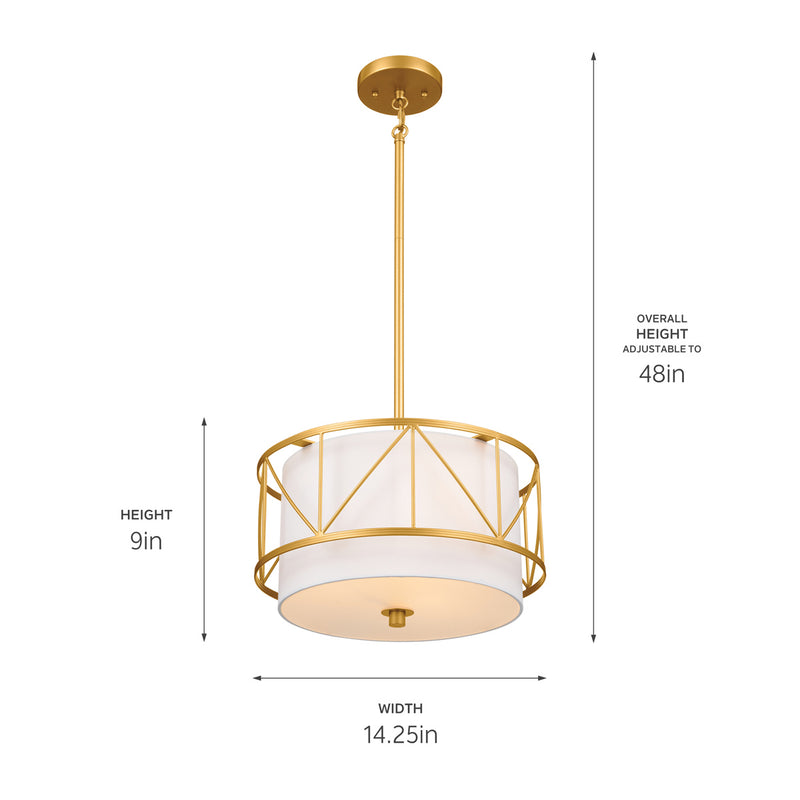 Kichler 52074CLG Three Light Pendant/Semi Flush, Classic Gold (4)