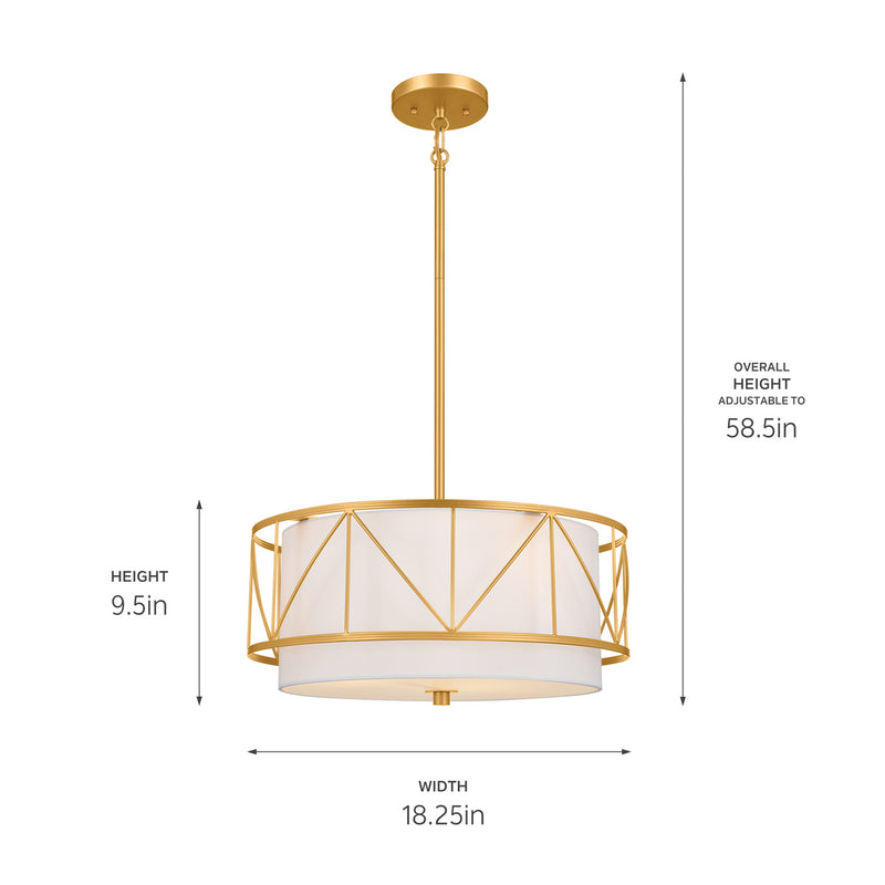 Kichler 52075CLG Three Light Pendant/Semi Flush, Classic Gold (4)