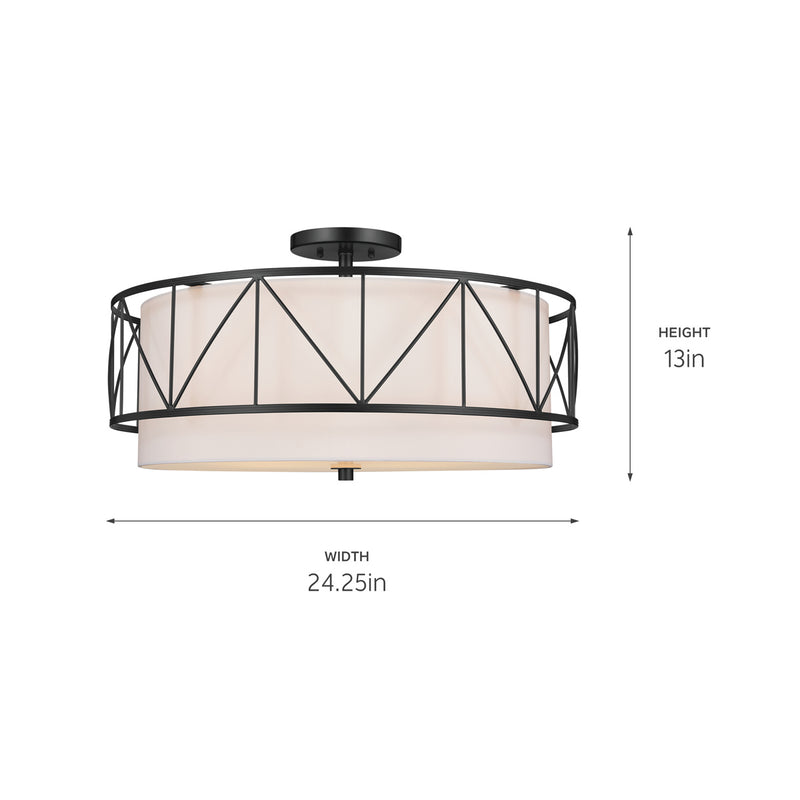 Kichler 52076BK Four Light Semi Flush Mount, Black (3)