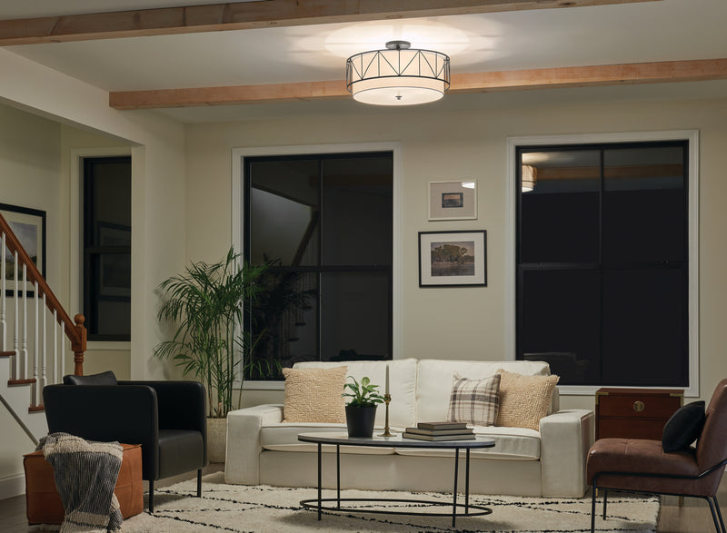 Kichler 52076BK Four Light Semi Flush Mount, Black (5)