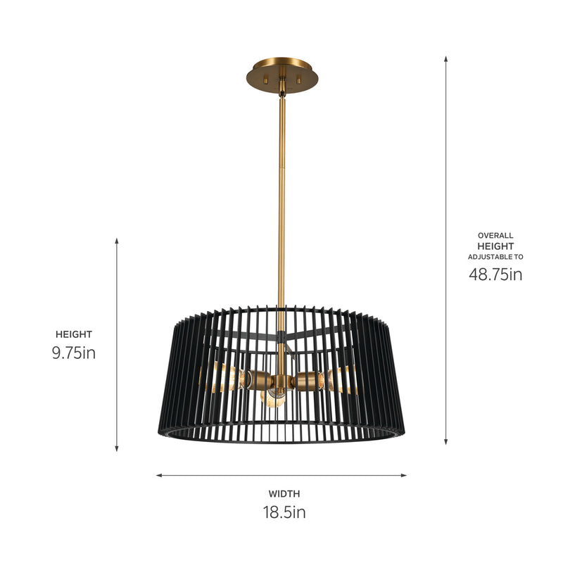 Kichler 44171BK Three Light Pendant, Black (6)