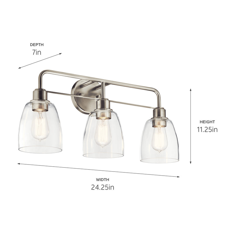 Kichler 55102NI Three Light Bath, Nickel Textured (5)