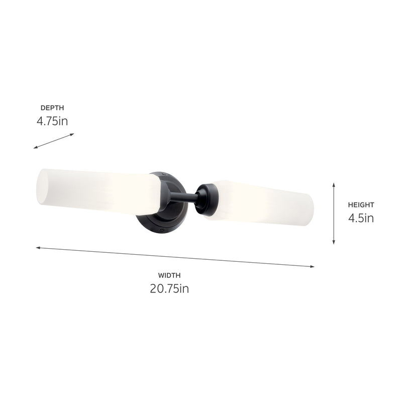 Kichler 55074BK Two Light Wall Sconce, Black (5)