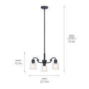 Kichler 52397BK Three Light Chandelier, Black (5)