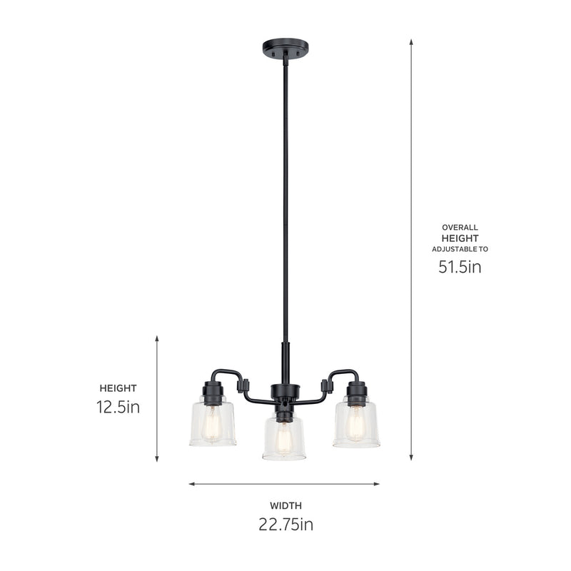 Kichler 52397BK Three Light Chandelier, Black (5)