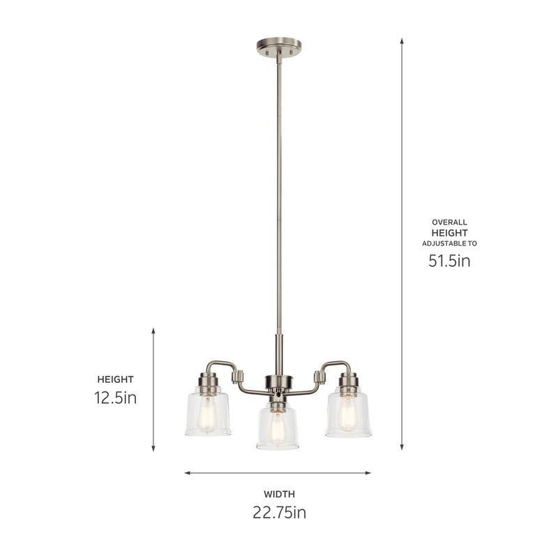 Kichler 52397NI Three Light Chandelier, Nickel Textured (5)