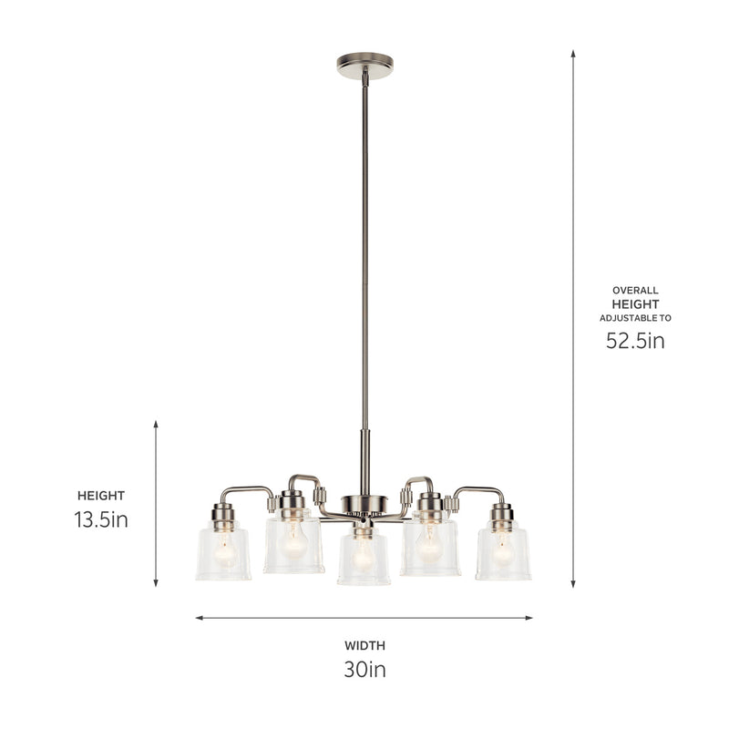 Kichler 52398NI Five Light Chandelier, Nickel Textured (5)