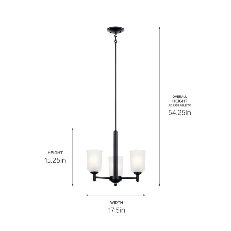 Kichler 43670BK Three Light Mini Chandelier, Black (5)