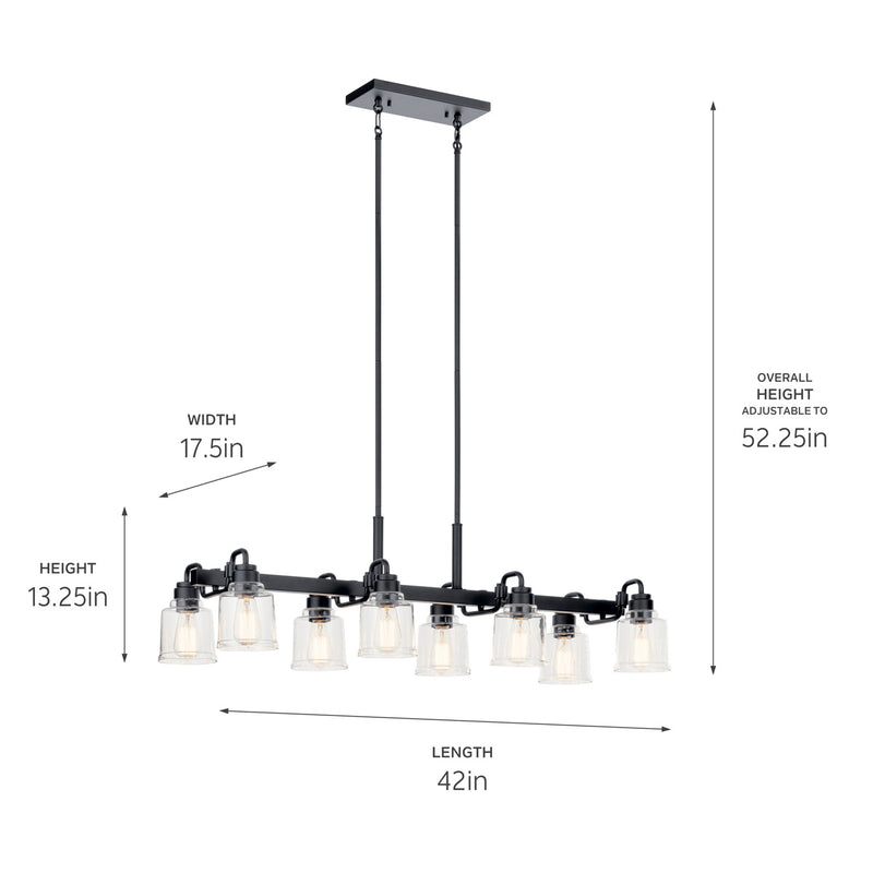 Kichler 52400BK Eight Light Linear Chandelier, Black (6)