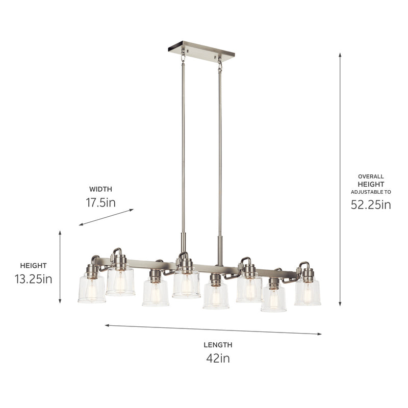 Kichler 52400NI Eight Light Linear Chandelier, Nickel Textured (6)
