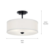 Kichler 43675BK Three Light Semi Flush Mount, Black (3)