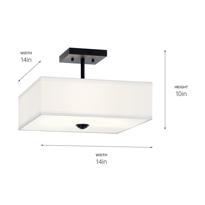 Kichler 43691BK Three Light Semi Flush Mount, Black (3)