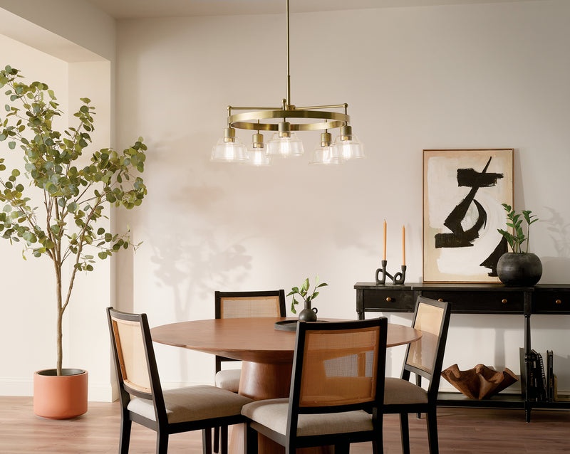 Kichler 52403BNB Five Light Chandelier, Brushed Brass (6)