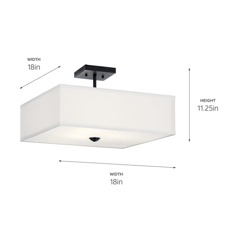 Kichler 43693BK Three Light Semi Flush Mount, Black (3)