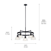 Kichler 52403BK Five Light Chandelier, Black (5)