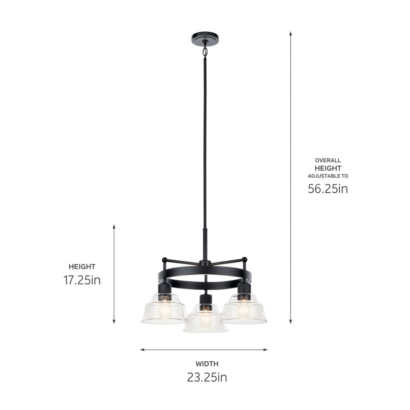 Kichler 52402BK Three Light Chandelier, Black (5)