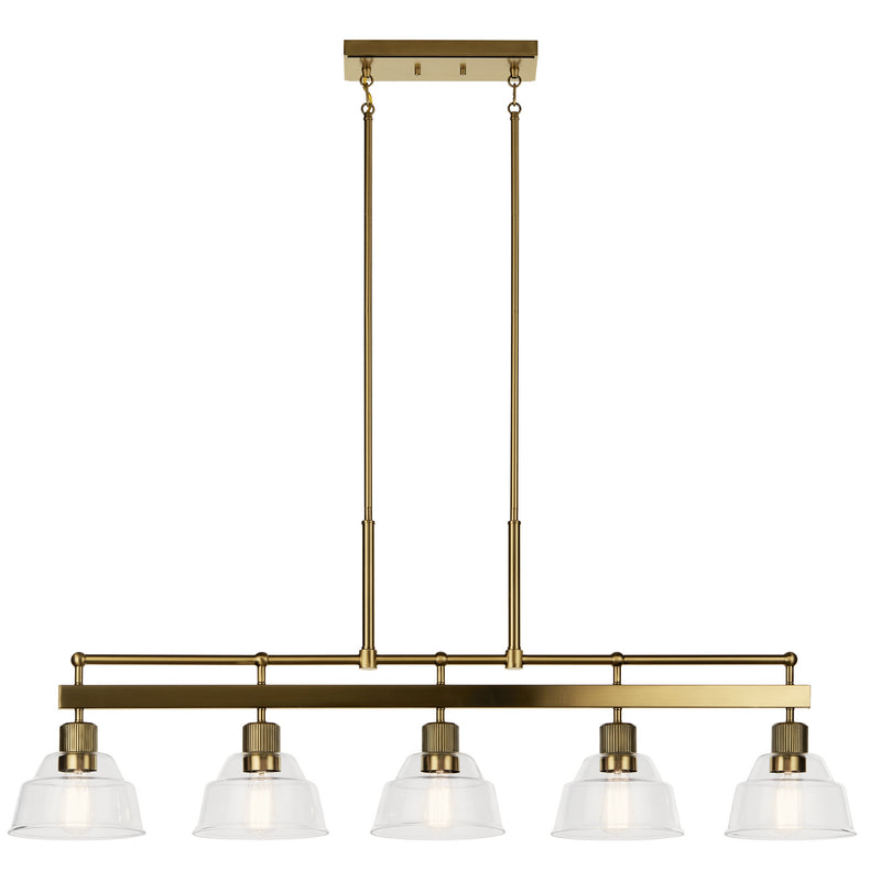 Kichler 52404BNB Five Light Linear Chandelier, Brushed Brass (2)