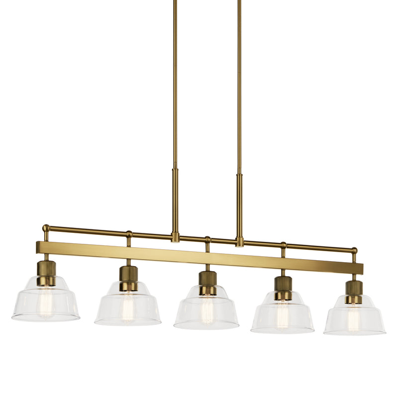 Kichler 52404BNB Five Light Linear Chandelier, Brushed Brass (3)