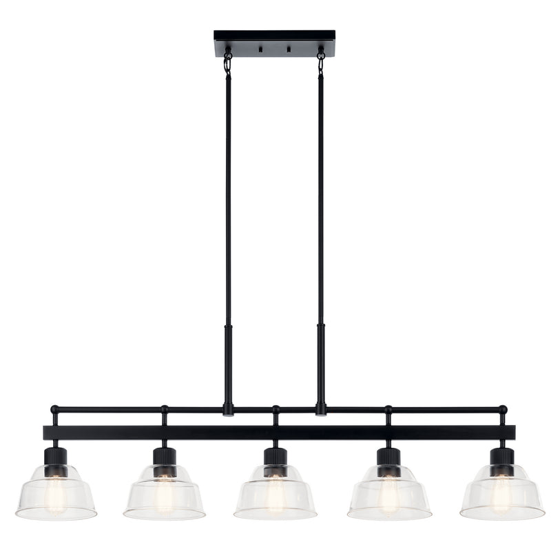 Kichler 52404BK Five Light Linear Chandelier, Black (2)