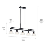 Kichler 52404BK Five Light Linear Chandelier, Black (6)