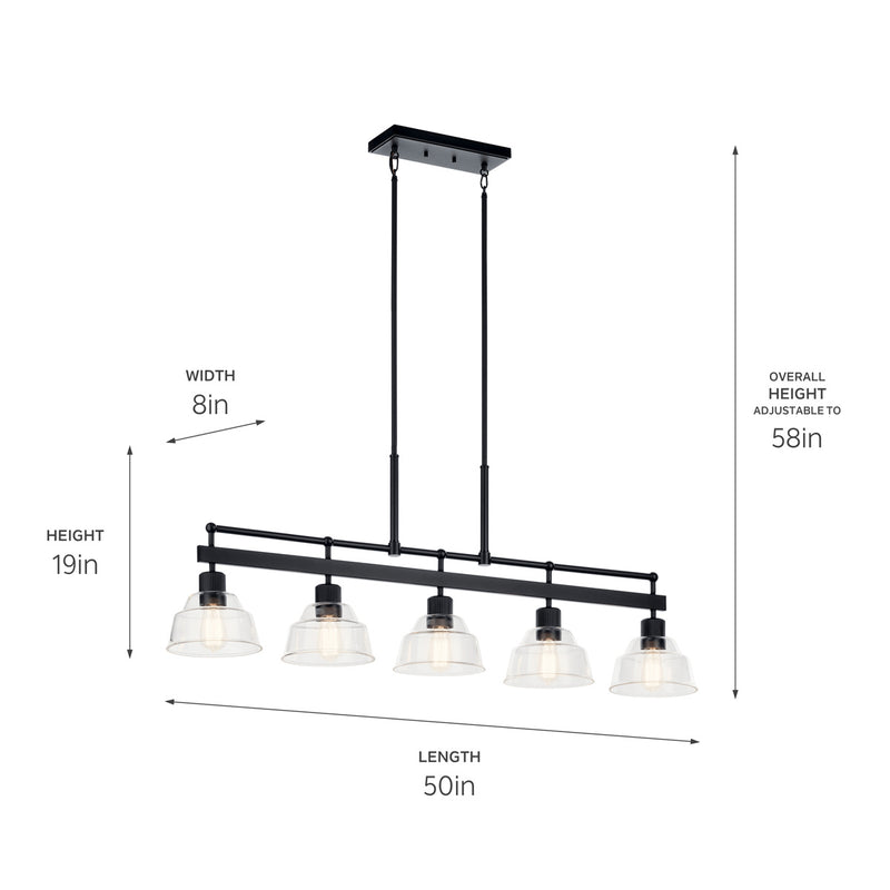Kichler 52404BK Five Light Linear Chandelier, Black (6)