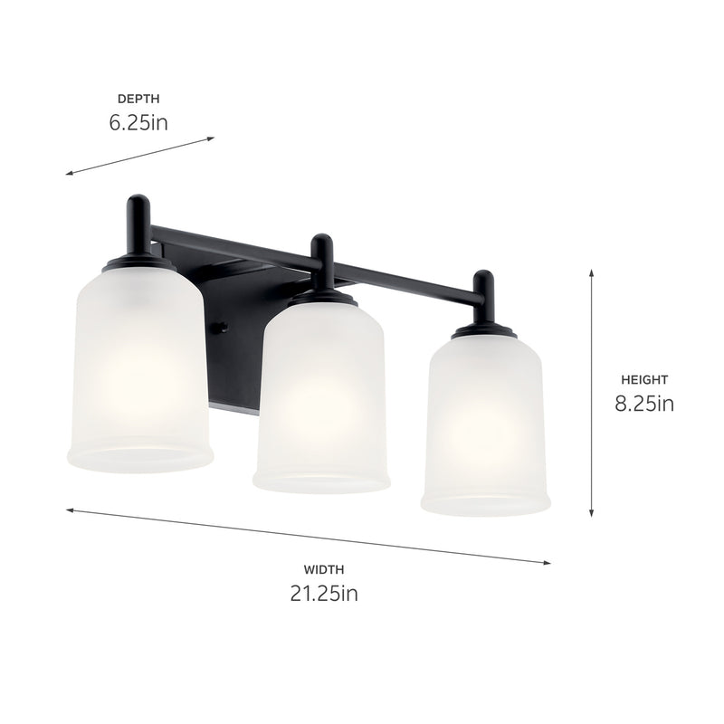 Kichler 45574BK Three Light Bath, Black (3)