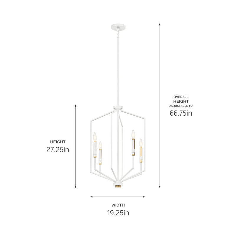 Kichler 52351WH Four Light Foyer Pendant, White (5)
