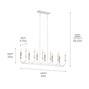 Kichler 52350WH 12 Light Linear Chandelier, White (2)