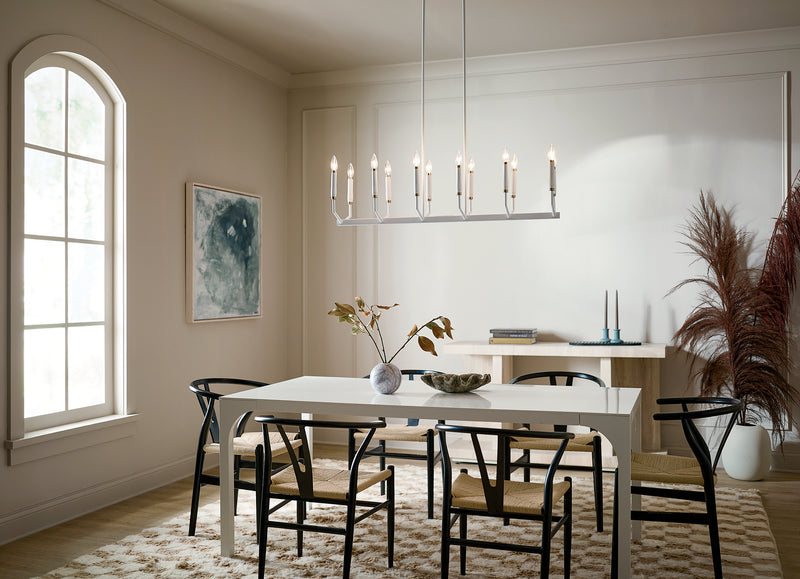 Kichler 52350WH 12 Light Linear Chandelier, White (3)